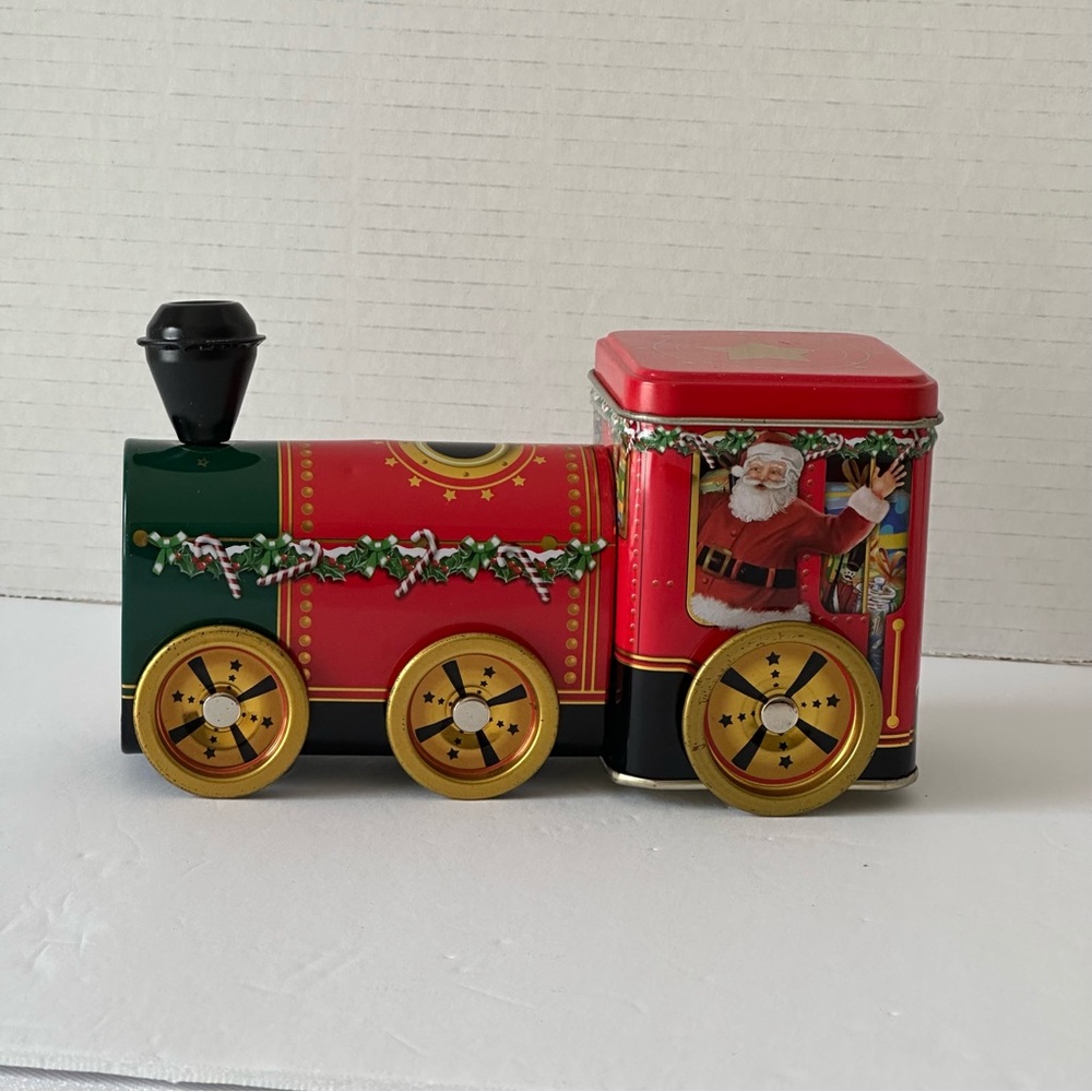 Silver Crane Co. Vintage Christmas Train locomotive engine Candy Tin EUC